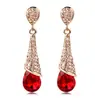 Brincos de presente Qixi para mulheres, brincos longos da moda sul-coreana, brincos de casamento vermelhos para noivas sem clipe de orelha furada