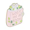 Broche de Margarida Livro Rosa Bebendo Chá Lendo Cura Literária Inglês Nicho Leitor de Livros Mochila Acessório de Pinos de Metal