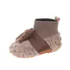 Nuevos Zapatos de Princesa Otoño/Invierno 2026 Zapatos de Algodón para Bebé Versión Coreana Zapatos Cálidos Forrados de Felpa Zapatos Peludos para Niñas con Lazo para Exteriores