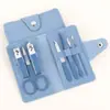 Tesoura de Unha de Aço Inoxidável Conjunto de 4 Peças Bolsa Dobrável Alicate de Manicure Cortador de Unha Tesoura de Unha Doméstica Ferramentas de Manicure