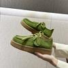 Zapatos de Plataforma para Amantes Zapatos Canguro de Plataforma para Hombre y Mujer 2025 Nuevos Mocasines de Cordones Puntiagudos Zapatos Pequeños de Cuero Joker Británico