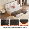 Cama tapizada de hierro forjado, cama doble moderna minimalista, cama de dormitorio principal de lujo ligero estilo italiano, cama con estructura de acero, cama flotante con panel perforado