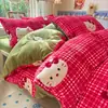 Juego de cuatro piezas de terciopelo de leche clase A invierno doble cara engrosado terciopelo coral ropa de cama para dormitorio estudiantil juego de tres piezas de franela edredón z