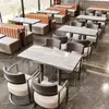 Restaurante Ocidental Comercial Sofá de Canto de Aço Inoxidável Mesa de Jantar Loja de Churrasco Cafeteria Combinação de Mesa e Cadeira de Madeira Maciça