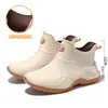 Botas de Chuva Curtas Masculinas Verdes Militares da Moda Estilo Esportivo Calçados de Borracha Impermeáveis Masculinos Botas de Chuva Antiderrapantes Espessadas e Alargadas para Homens Comércio Exterior