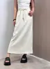 Hengjia ByTrendy Saia Casual com Cordão na Cintura Elástica Cintura Alta Outono Versátil Modeladora Saia Moletom