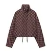 Venta al por mayor transfronteriza Primavera 2026 Nueva moda para mujer Chaqueta de gasa burbuja con lunares estilo europeo y americano en color azul marino y café