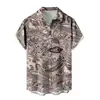 Camisa Masculina de Manga Curta Nova em Promoção Quente 2024 Série Férias Havaí Estampada em 3D Casual Versátil Top Masculino