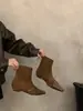 Botines negros retro de punta cuadrada pequeña para mujer, nueva colección otoño/invierno 2025, botines marrones de corte ajustado, botines cortos de estilo francés