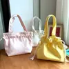 Bolsa de Lona Minimalista com Cordão, Bolsa de Mão Estilo Japonês, Bolsa Grande de Cor Sólida com Cordão para Marmita Venda por Atacado