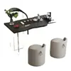 Mesa de Té y Sillas de Madera Maciza Minimalistas Modernas para Balcones de Apartamentos Pequeños, Mesa de Té Pequeña Hecha de Madera Natural, Mesa de Té Negra Pequeña