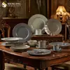 Louças de Cerâmica Personalizadas, Estilo Minimalista Moderno, Prato Raso Plano para Bife Estilo Ocidental, Jogo de Mesa de Luxo para Hotel e Restaurante, Tigelas e Pratos de Cerâmica