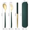 Conjunto de Talheres Portátil de Aço Inoxidável Garfo Colher Hashi Estilo Coreano Três Peças Presente para Exterior Estudante Com Logotipo Impresso