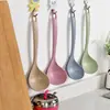 Colher de Plástico para Sopa com Cabo Longo para Cozinha Doméstica, Concha Grande de Palha de Trigo para Mingau e Sopa Que Não Danifica Panelas