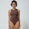 Body de yoga serie Lycra europeo y americano, ultraelástico, tacto piel, forma de T, control de abdomen, moldeador corporal, traje de una pieza ajustado