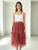 Nueva Falda de Malla Patchwork Estilo Resort Europeo y Americano para Mujer Primavera/Verano 2026 Cintura Alta Adelgazante Falda Irregular Súper de Hada