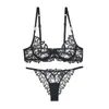 Lingerie sexy europeia e americana estilo francês, sutiã de renda bordada, minimiza seios grandes, previne flacidez, conjunto de sutiã e calcinha para mulheres