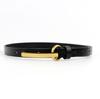 Nuevo cinturón de moda retro dorado con hebilla larga de piel de vaca de primera capa Cinturón de mujer INS temperamento de alta calidad sello de cintura moda