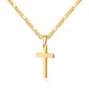 Venda quente transfronteiriça colar de cruz em aço inoxidável ouro 18K corrente Figaro masculina Pingente de dez cores prata preta dourada