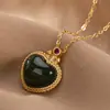 Jade Hetian Natural Plata de Ley S925 Zafiro temperamento personalidad forma de corazón Cadena de colgante para Dama temperamento clásico marea nacional