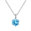 Collar de Plata de Ley S925 con Piedra de Cristal Natural para Mujer, Colgante de Topacio, Peridoto, Granate Incrustado de Seis Garras de Nicho