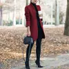 Colección otoño/invierno 2026 nueva de Amazon eBay Europea y Americana: Abrigo de lana de color liso con cuello alto, moda europea y americana