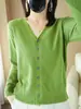 Comercio Exterior Transfronterizo Primavera Otoño Holgado Talla Grande Cuello en V Ropa Exterior Manga Larga Suéter Cárdigan Tejido Mujer Color Sólido Top Mujer Delgado