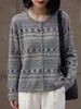 Cárdigan de Punto Jacquard Fair Isle con Cuello Redondo para Mujer, Diseño Hueco para Usar en Capas, Abrigo Suéter de Lana Fina de Manga Larga, Estilo Nuevo