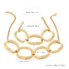 Moda Popular Transfronteriza Europea y Americana Personalizada Metal Geométrico Collar Creativo Simple Metal Collar Pulsera Juego de Joyería