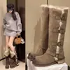 Botas Altas Largas de Invierno del Noreste, Gruesas, con Dobladillo, Cálidas, de Algodón con Felpa, Botas de Nieve de Peluche, para Mujer, Tallas Grandes, Invierno 2026