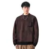 Ropa para Hombre Fengshe / Sudadera pesada de 360 g con cuello redondo y bolsillo en el pecho, diseño de doble cuello estilo americano, manga larga casual holgada para hombre