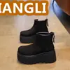 Botas Martin da Moda para Mulheres Petite com Solado Grosso Inverno 2025 Novas Confortáveis de Pelúcia Quentes Super Tendência Botas Slim