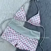 [5 cores] Novo maiô de duas peças com estampa de bolinhas e listras, com design decotado, perfeito para um look sexy e atraente