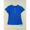 Nova Camiseta de Verão BM Azul Royal Manga Curta Gola Redonda Seis Botões Ombro Normal bm Versátil Emagrecedor Cor Sólida Top Valorizador