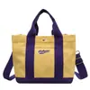 Bolso de Lona tipo Cesta Casual Europeo y Americano Bordado con Letras Bloques de Color 2023 Nuevo Bolso de Mano Bolso de Hombro con Textura Vintage