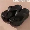 Comercio Electrónico Comercio Exterior Transfronterizo Color Sólido de Tacón Alto con Suela Gruesa Chanclas para Mujer Ropa para el Hogar de Moda Sandalias y Pantuflas Suaves para Pisar Heces