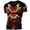 Camiseta Samurai Japonês Masculina Estilo Japonês Estampada Manga Curta Top Casual Retrô Camiseta Oversized Retrô Roupa Masculina