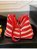 Bolso Tejido Rayado para Mujer Gran Capacidad Nuevo Llegada 2025 Verano Versátil Casual Bolso Cruzado Bolso Tote para Estudiante