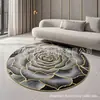 Alfombra Redonda de Dormitorio con Flor Estéreo 3D Felpudo Absorbente Antideslizante para Suelo de Baño Terciopelo de Cristal