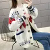 Suéter perezoso jacquard de color contrastante para mujer, abrigo, nuevo estilo coreano de primavera y otoño, cárdigan de punto versátil, holgado, adelgazante, de manga larga