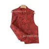 Novo Tecido Jacquard Estilo Chinês Nacional Moda Venda Quente Vermelho Embossado Ramos Dourados e Folhas de Jade Similar a Veludo em Estoque para Roupas e Materiais de Coletes