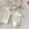 Calcetines Felpa Gatito Lindos Dibujos Animados Estéreo Lazo Otoño e Invierno Dulce Niña Calcetines Algodón Puro Mujer Media Caña