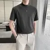 Camiseta Blanca de Media Altura para Hombre de Verano, Corte Ajustado, Sensación de Alta Gama, Capa Base de Manga Corta, Camiseta Interior de Moda para Hombre