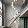 Novo Lustre Longo Estilo Chinês Luz para Escada Rotativa Duplex Luzes Vazadas para Villa Corredor Piso Salto Lâmpada Moderna Toda em Cobre