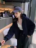Chaqueta de Estilo Coreano para Primavera y Otoño, Oversize, Estilo Corto, Forrada de Felpa, Sudadera con Capucha Holgada, Cárdigan con Cremallera, Top Versátil
