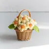 Nuevo Maceta Azul Flor Pequeña Maceta Flor Pompon de Ganchillo de Lana Hecha a Mano Adorno de Decoración de Escritorio Flor Artificial Tejida