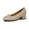 Zapatos de Ballet Cuadrados Acolchados con Lazo para Mujer, Aumentan 7 cm de Altura, Nuevo Estilo Retro 2026, Zapatos de Salón Cómodos con Tacón Grueso y Boca Baja