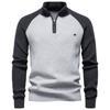 Nuevo Suéter Cardigan de Punto Abierto a la Mitad para Hombre Otoño e Invierno, Manga Larga, Cuello Alto, Color Sólido, Top Casual Versátil para Usar en Capas