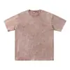 Camiseta Lavada com Efeito Desgastado Europeia e Americana Primavera e Verão Marca Tendência Manga Curta Algodão Puro Batik Retrô Flocos de Neve Fritos Top Solto
