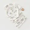 Conjunto de Verão Dividido para Bebê, Fino, Algodão Tianzhu Gaze, Manga Curta, Shorts, Roupa de Casa Infantil